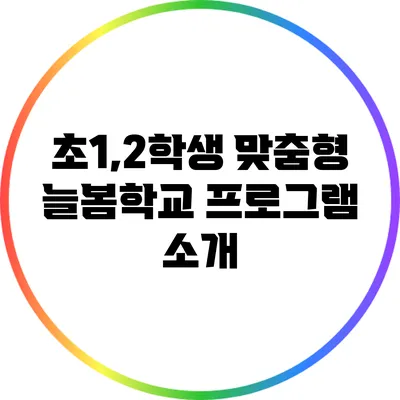 초1,2학생 맞춤형 늘봄학교 프로그램 소개