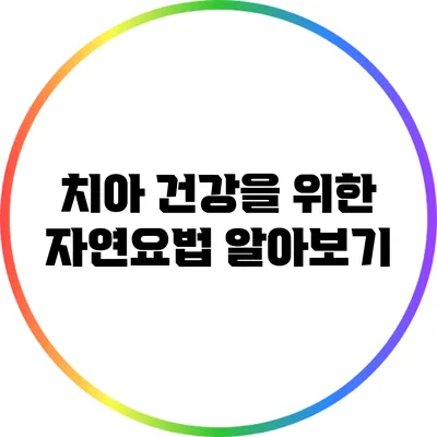 치아 건강을 위한 자연요법 알아보기
