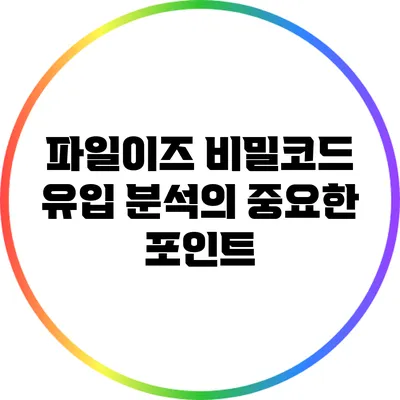 파일이즈 비밀코드 유입 분석의 중요한 포인트