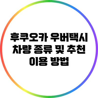 후쿠오카 우버택시 차량 종류 및 추천 이용 방법