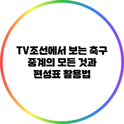 TV조선에서 보는 축구 중계의 모든 것과 편성표 활용법