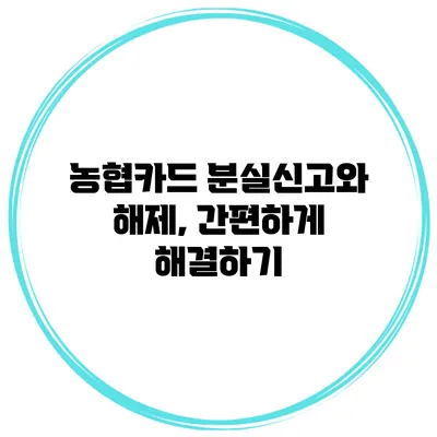 농협카드 분실신고와 해제, 간편하게 해결하기