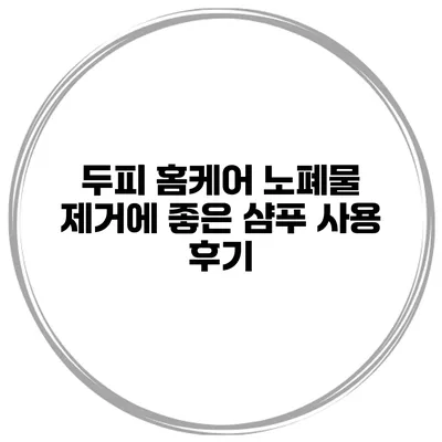 두피 홈케어 노폐물 제거에 좋은 샴푸 사용 후기