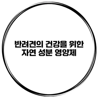 반려견의 건강을 위한 자연 성분 영양제