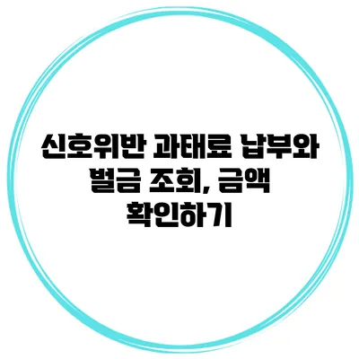 신호위반 과태료 납부와 벌금 조회, 금액 확인하기