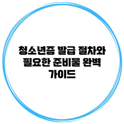 청소년증 발급 절차와 필요한 준비물 완벽 가이드