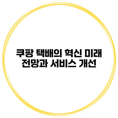 쿠팡 택배의 혁신 미래 전망과 서비스 개선