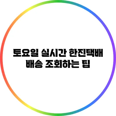 토요일 실시간 한진택배 배송 조회하는 팁