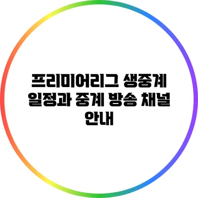 프리미어리그 생중계 일정과 중계 방송 채널 안내