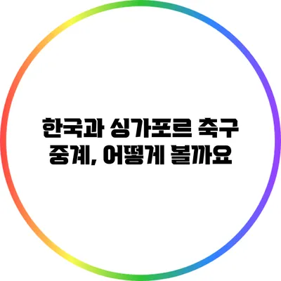 한국과 싱가포르 축구 중계, 어떻게 볼까요?