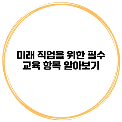 미래 직업을 위한 필수 교육 항목 알아보기