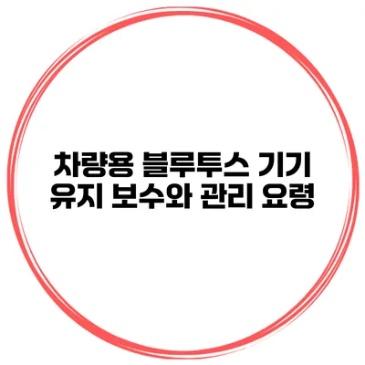 차량용 블루투스 기기 유지 보수와 관리 요령