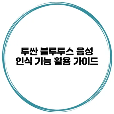 투싼 블루투스 음성 인식 기능 활용 가이드